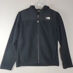 The North Face Boys Black Denali Fleece Hooded Jacket Youth L 14/16 NF0A4P9SJK3